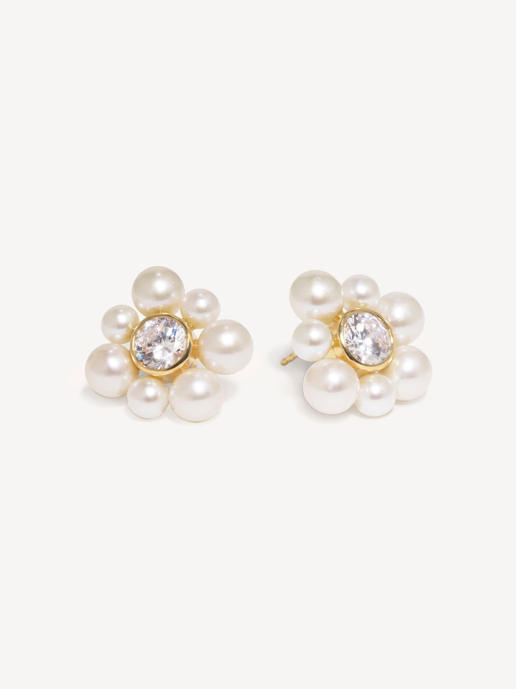 CompletedWorks gold vermeil pearl zirconia earrings 19mm (British brand)