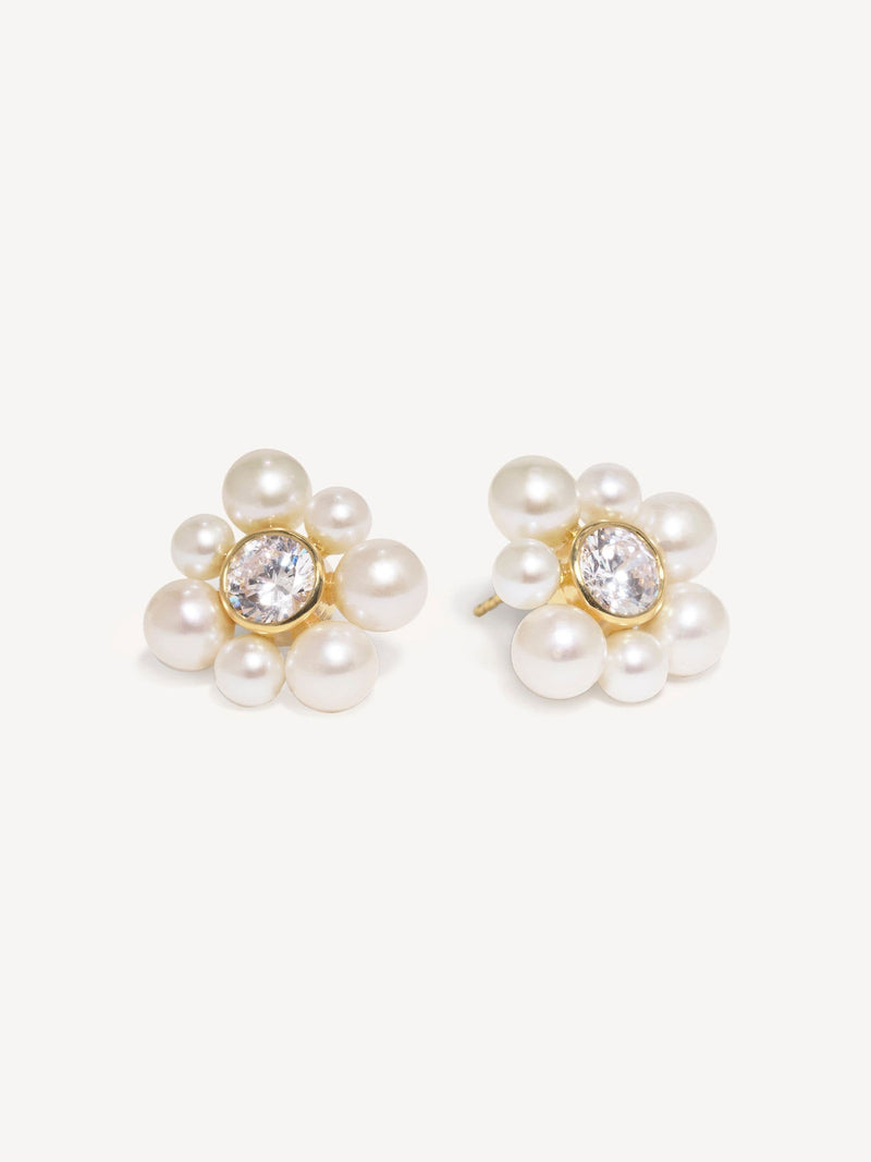 CompletedWorks gold vermeil pearl zirconia earrings 19mm (British brand)