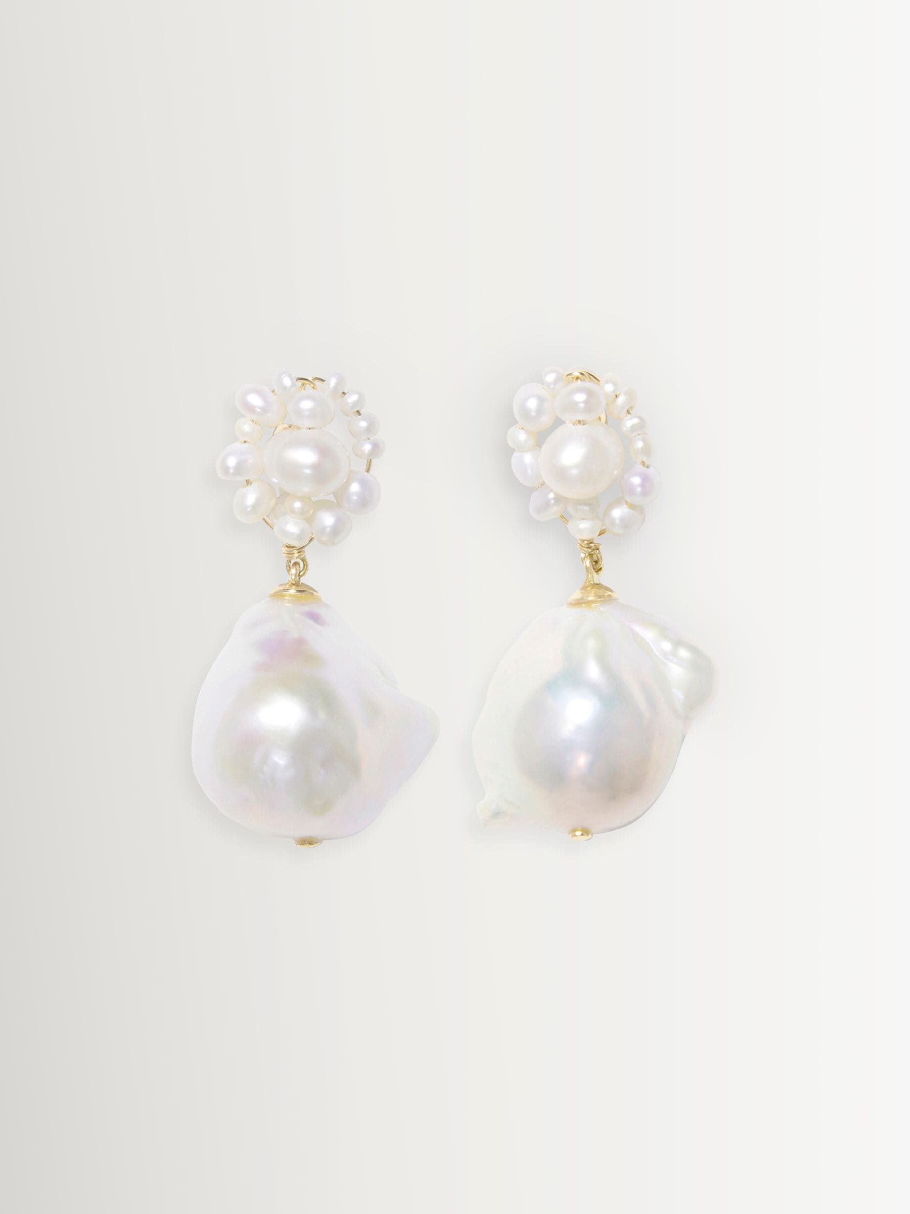 CompletedWorks gold tone pearl earrings, imported from the UK