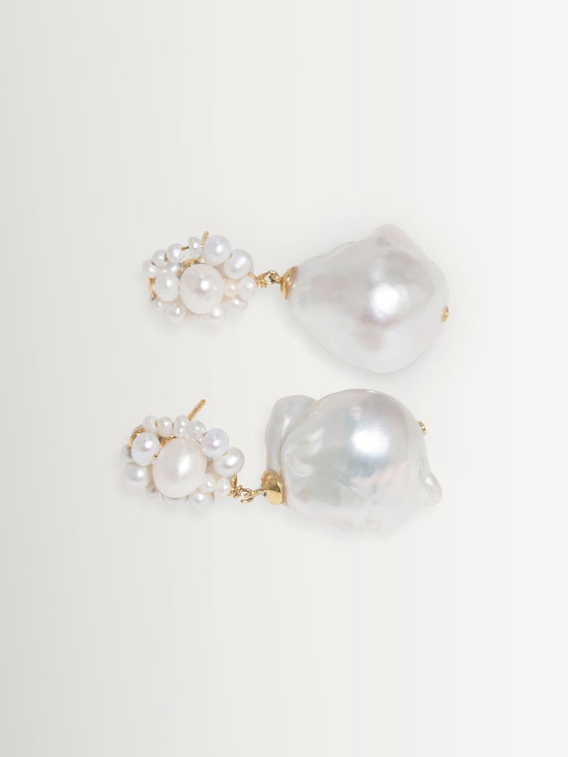 CompletedWorks gold tone pearl earrings, imported from the UK