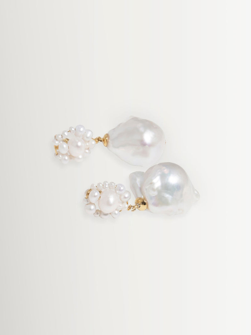 CompletedWorks gold tone pearl earrings, imported from the UK