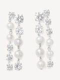 CompletedWorks silver tone drop earrings with freshwater pearl and zirconia 40mm (British brand)