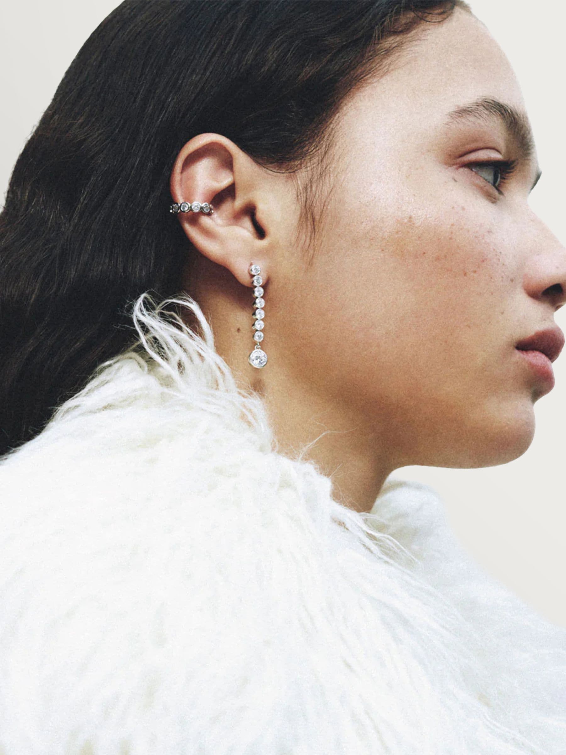 CompletedWorks silver tone ascent earrings freshwater pearls zirconias, UK version