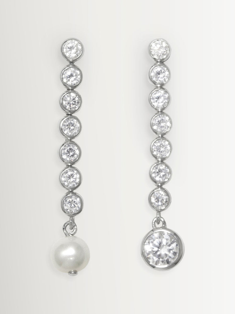 CompletedWorks silver tone ascent earrings freshwater pearls zirconias, UK version