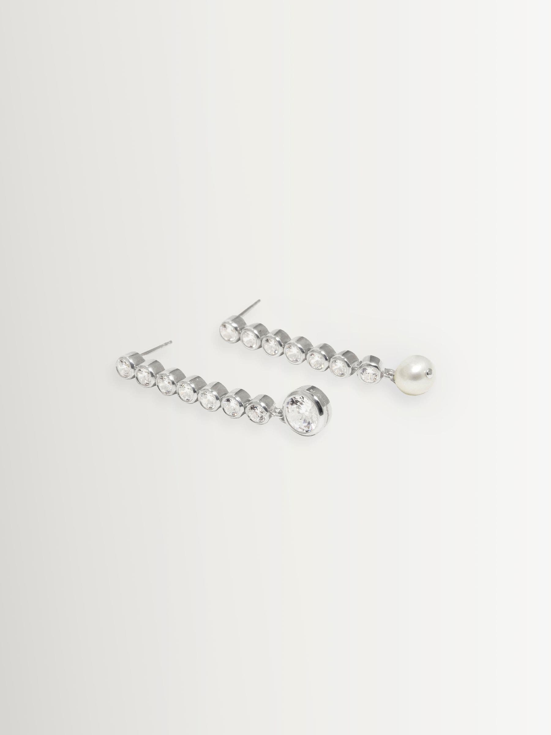 CompletedWorks silver tone ascent earrings freshwater pearls zirconias, UK version
