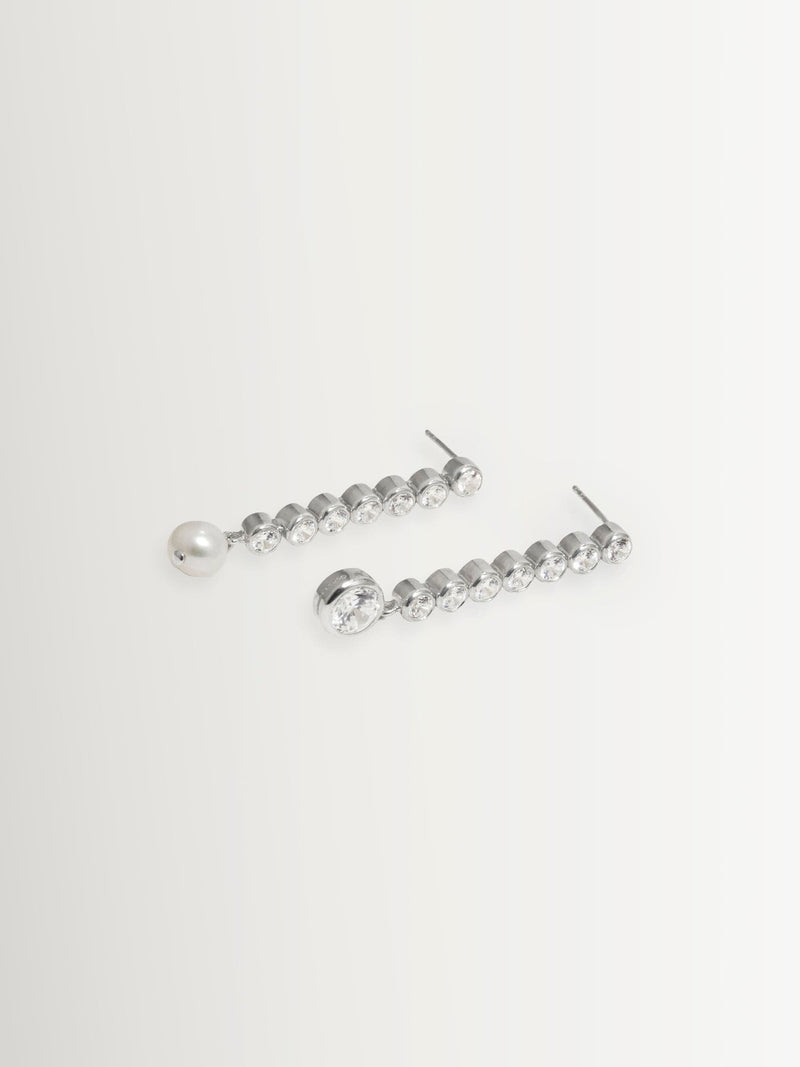CompletedWorks silver tone ascent earrings freshwater pearls zirconias, UK version