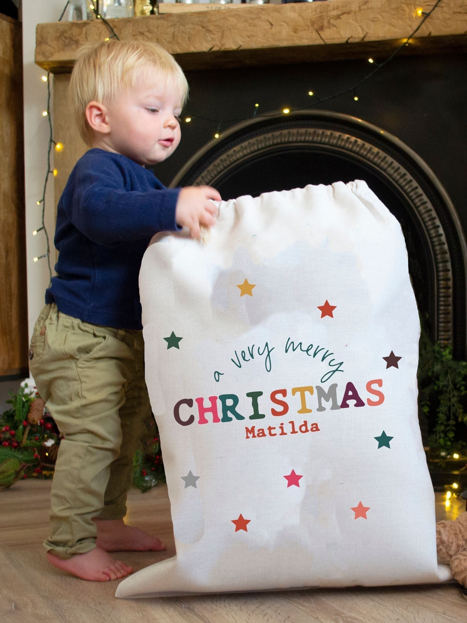 Solesmith linen Christmas personalised sack - British product