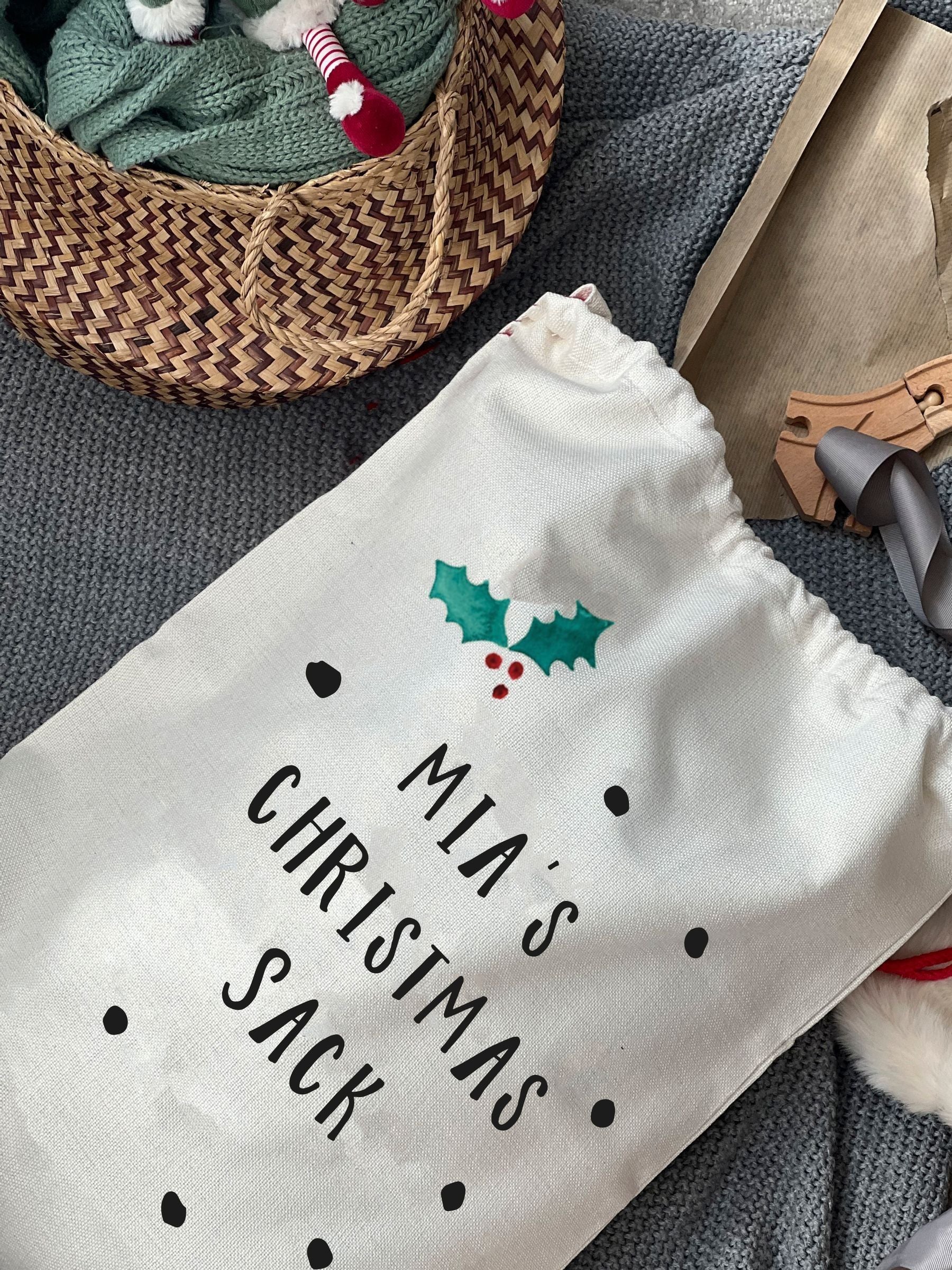 Solesmith 100% linen personalised Santa sack, UK version