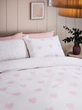 White/Pink Heart Reversible Duvet Cover and Pillowcase Set
