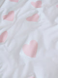 White Pink Heart reversible duvet cover and pillowcase set (British brand)