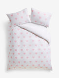 White/Pink Heart Reversible Duvet Cover and Pillowcase Set
