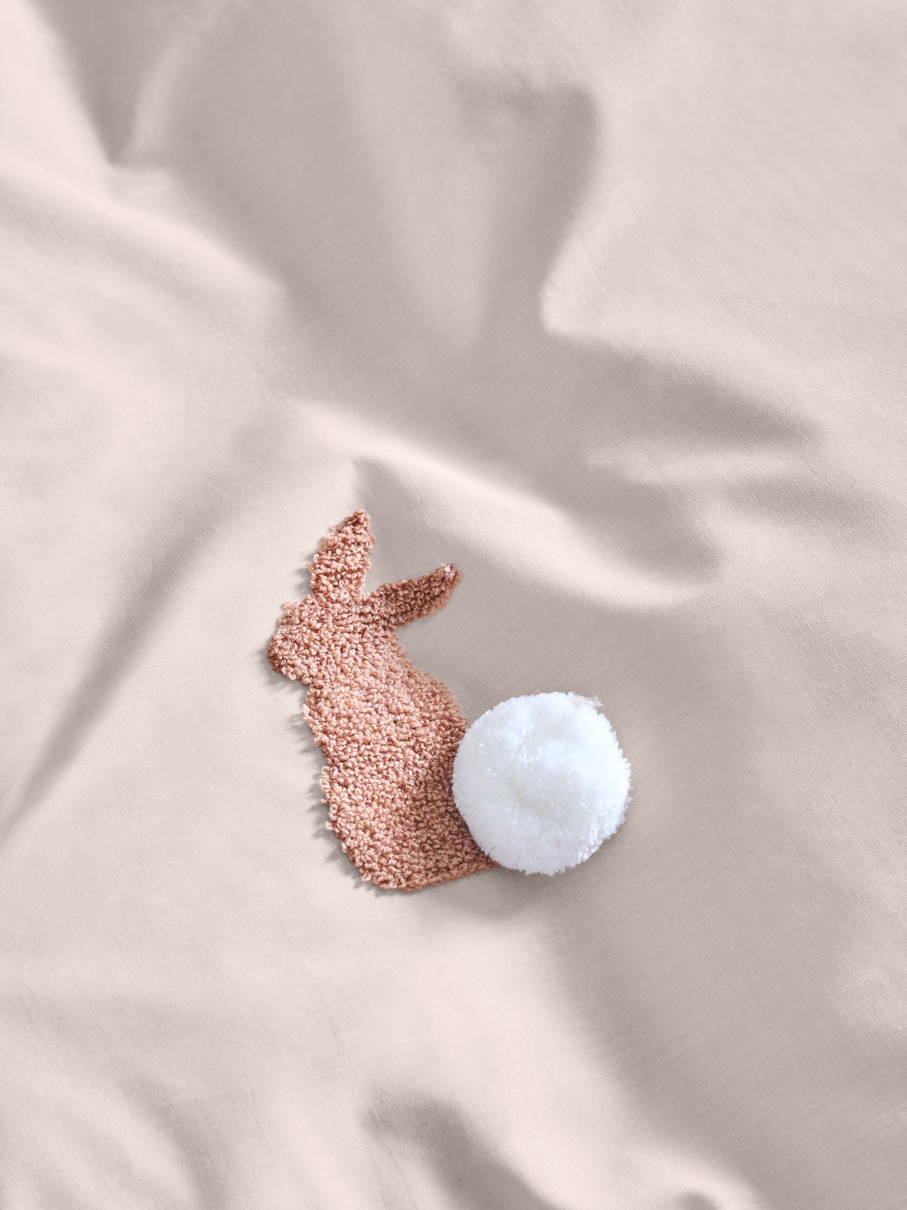 Natural Bunny tufted pom duvet cover and pillowcase set, imported from the UK