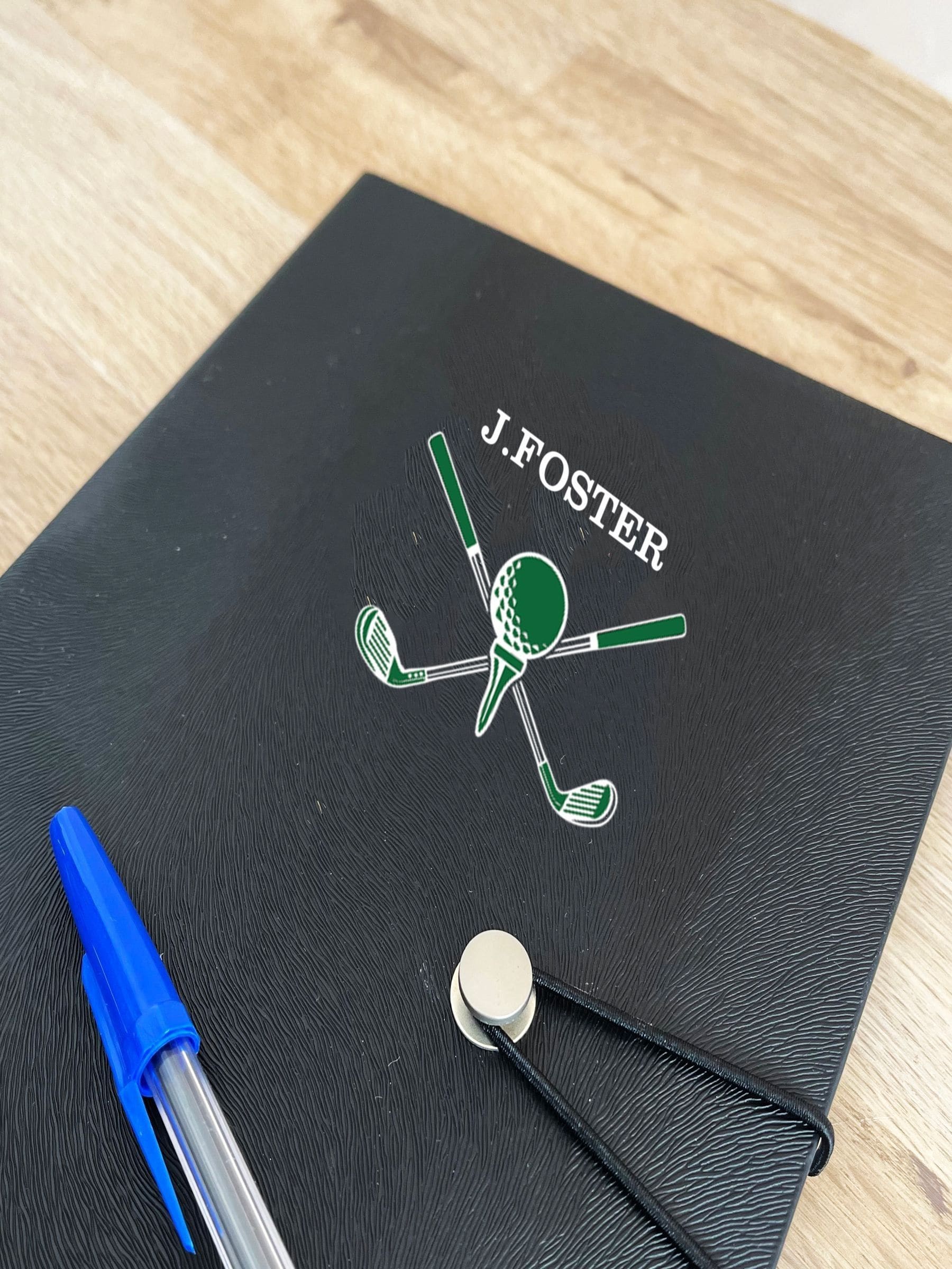 Solesmith personalised golf notebook, imported from the UK
