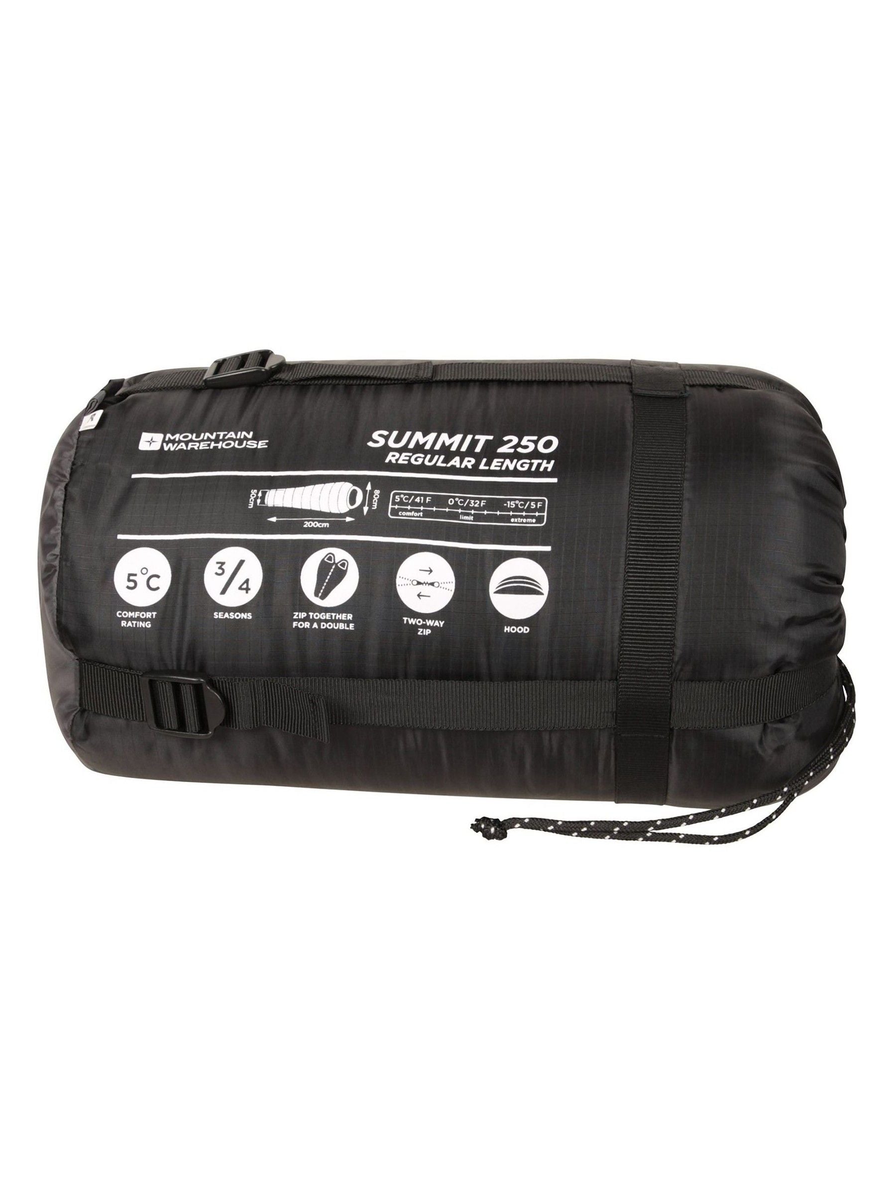 Mountain Warehouse Summit 250 Grey sleeping bag regular 200cm, UK version
