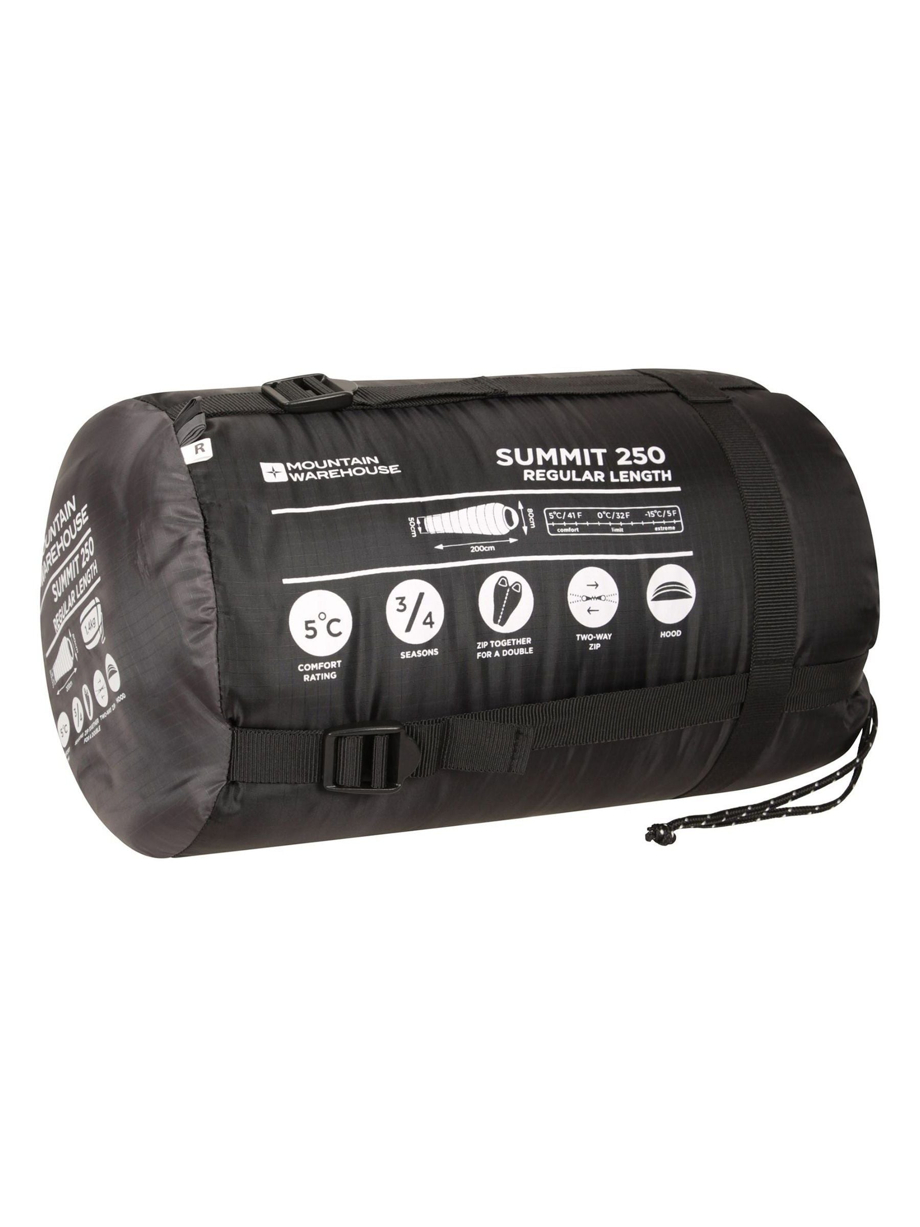 Mountain Warehouse Summit 250 Grey sleeping bag regular 200cm, UK version
