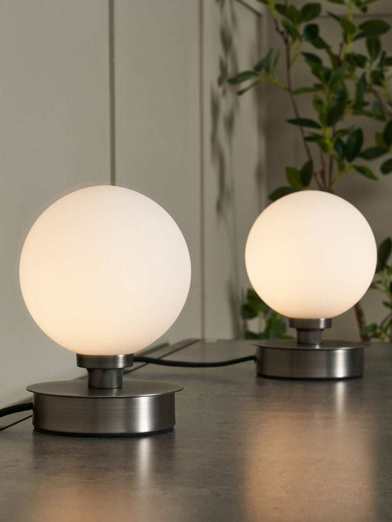 BHS Claude touch table lamps pewter set, imported from the UK