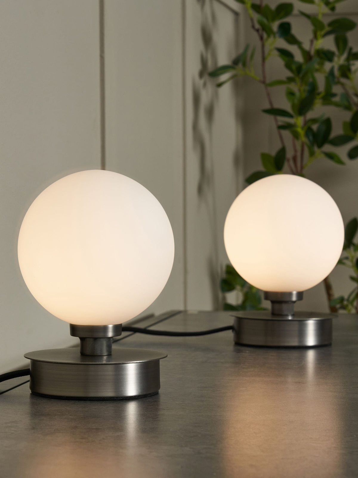 BHS Claude touch table lamps pewter set, imported from the UK