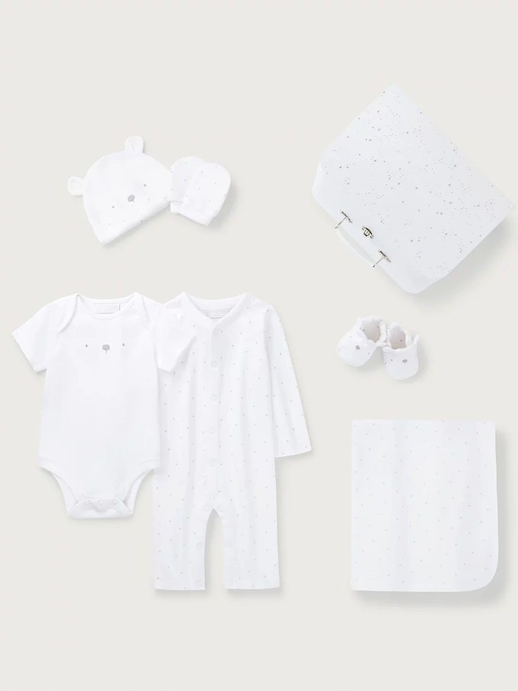 The White Company baby gift set with bear motif, UK version