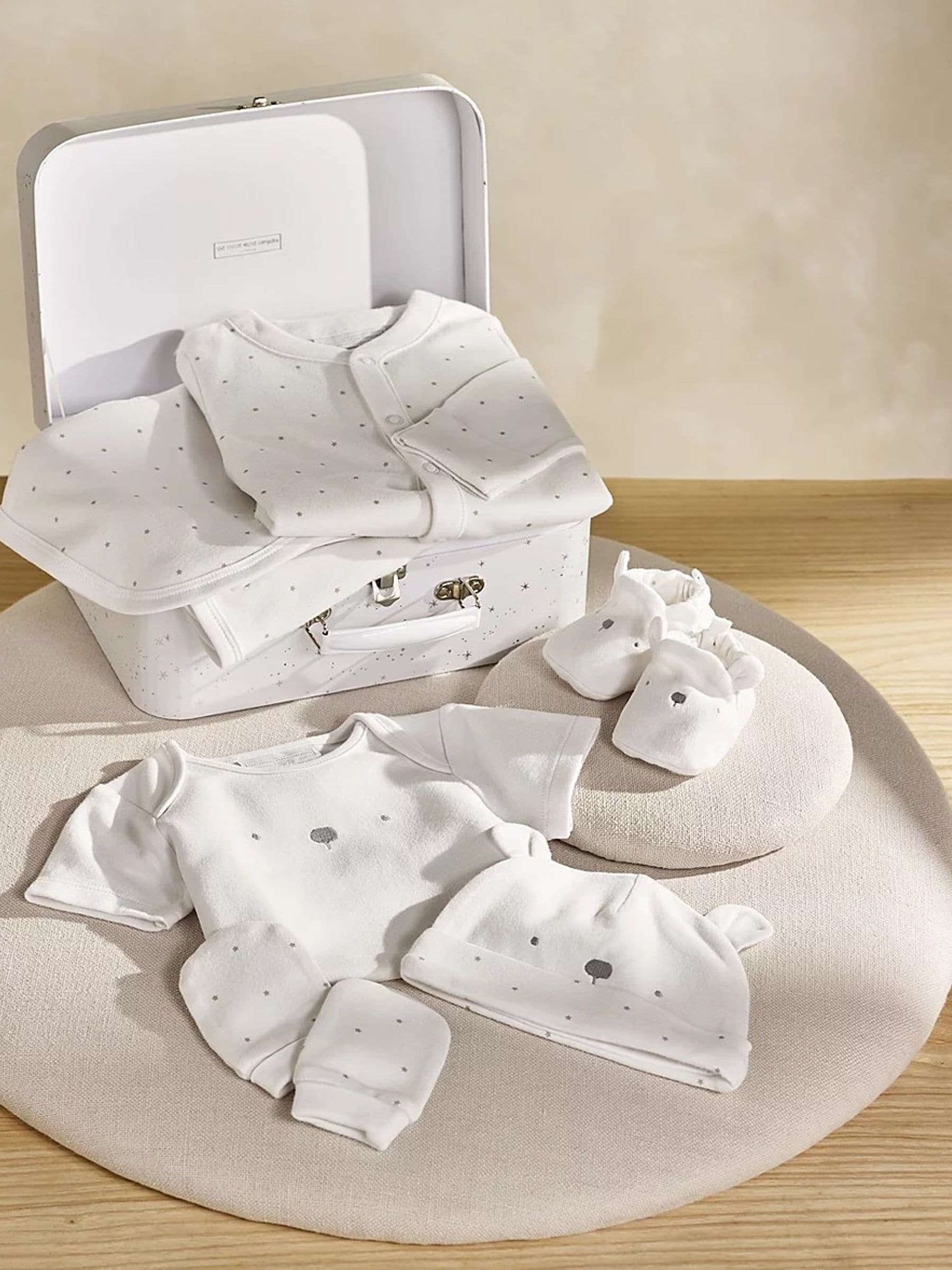 The White Company baby gift set with bear motif, UK version