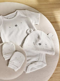 The White Company baby gift set with bear motif, UK version