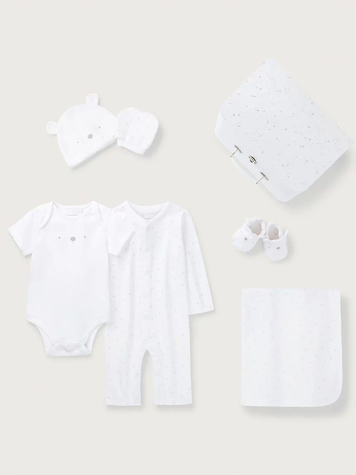 The White Company baby gift set with bear motif, UK version