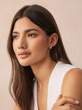 Silver tone mini leaf hoop earrings (British brand)