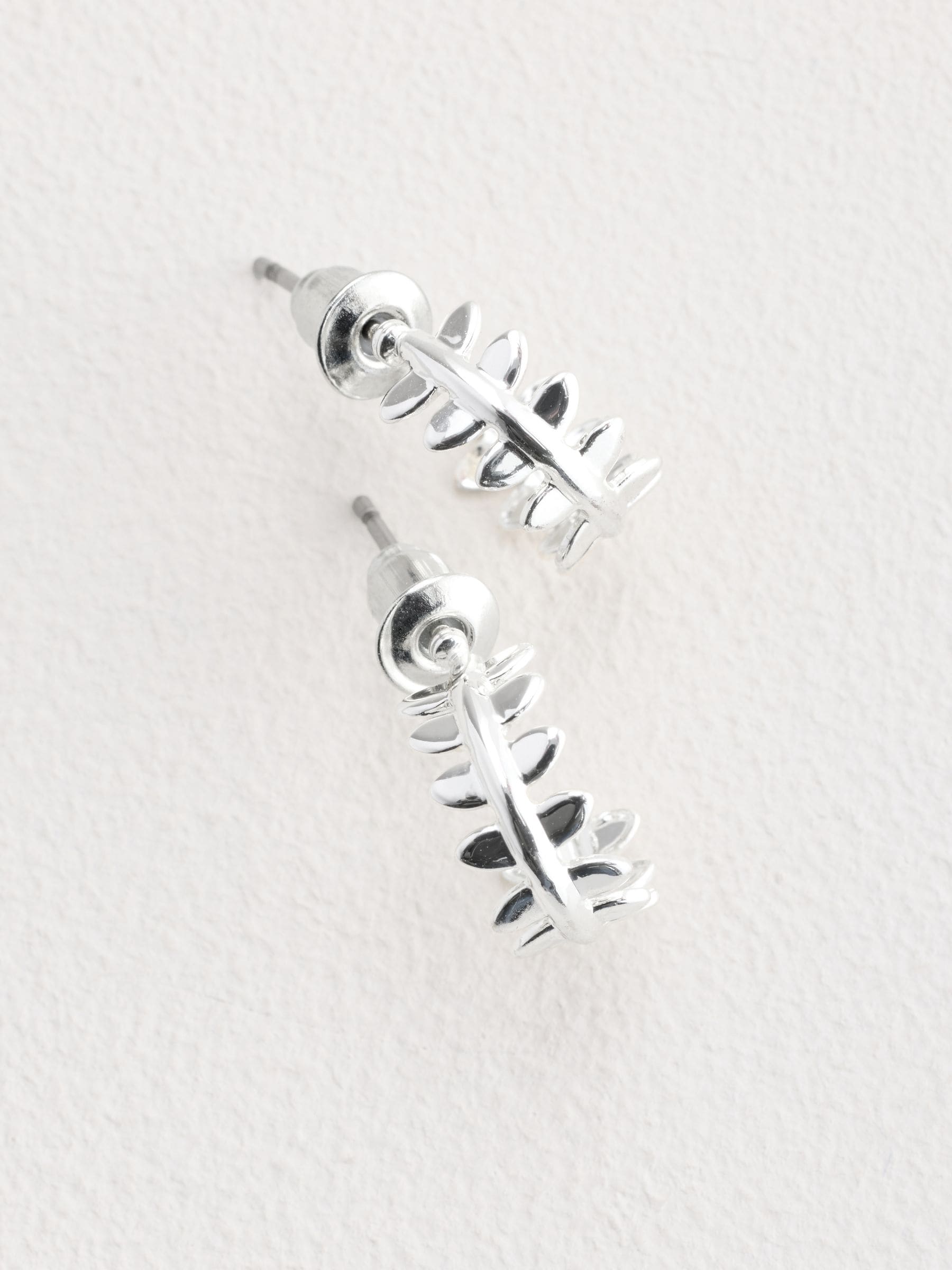 Silver tone mini leaf hoop earrings (British brand)