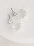 Silver tone mini leaf hoop earrings (British brand)