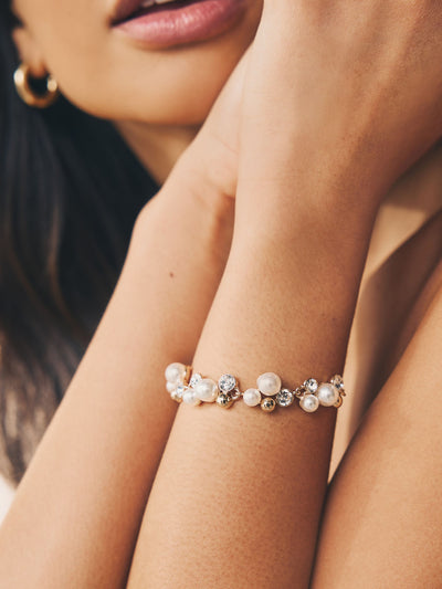 Next Gold Tone Sparkle Pearl Effect Pully Bracelet Fashion Bracelet- Buy online at McGrocer