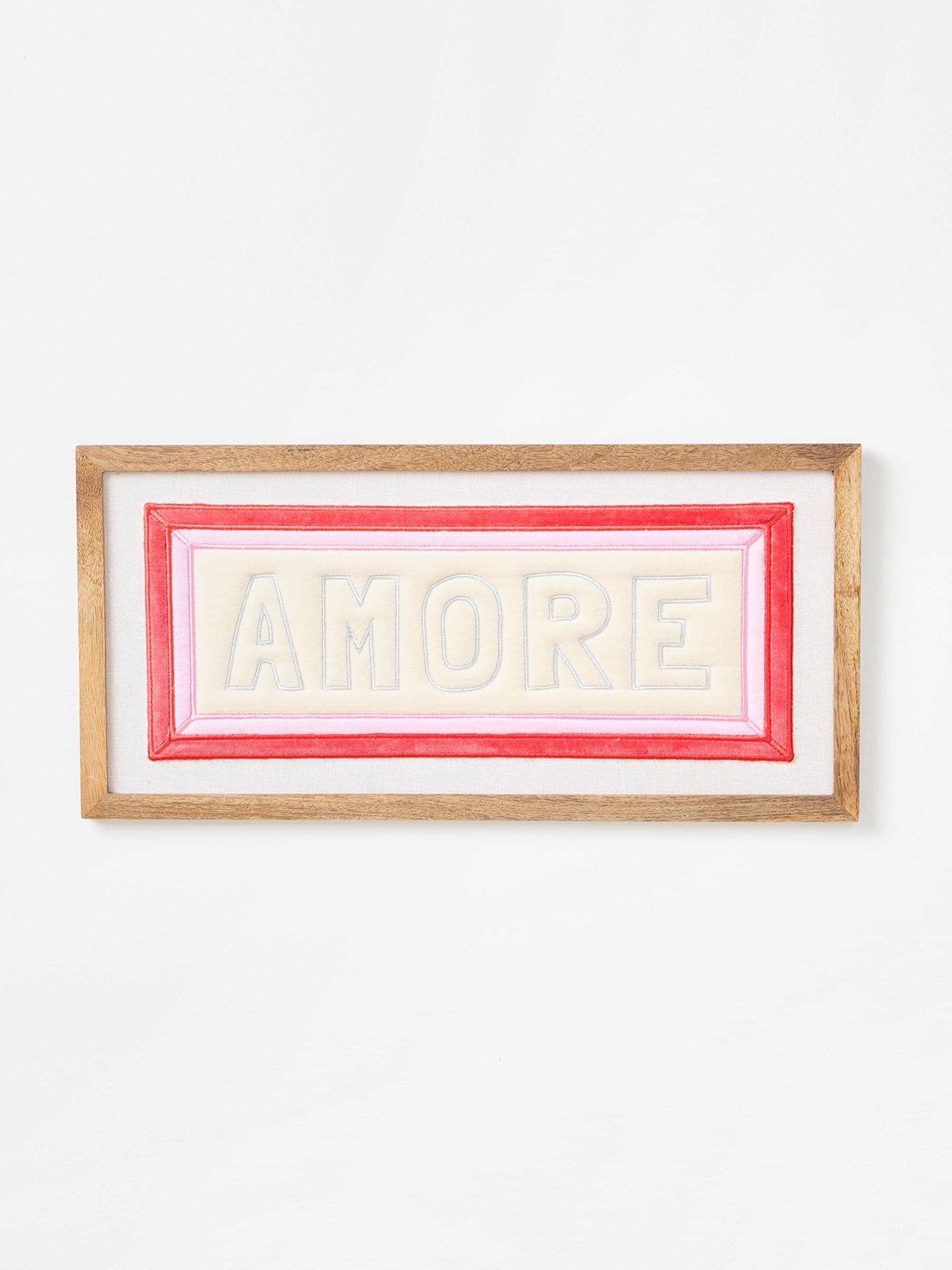 Oliver Bonas Pink Amore Fabric Framed Wall Art