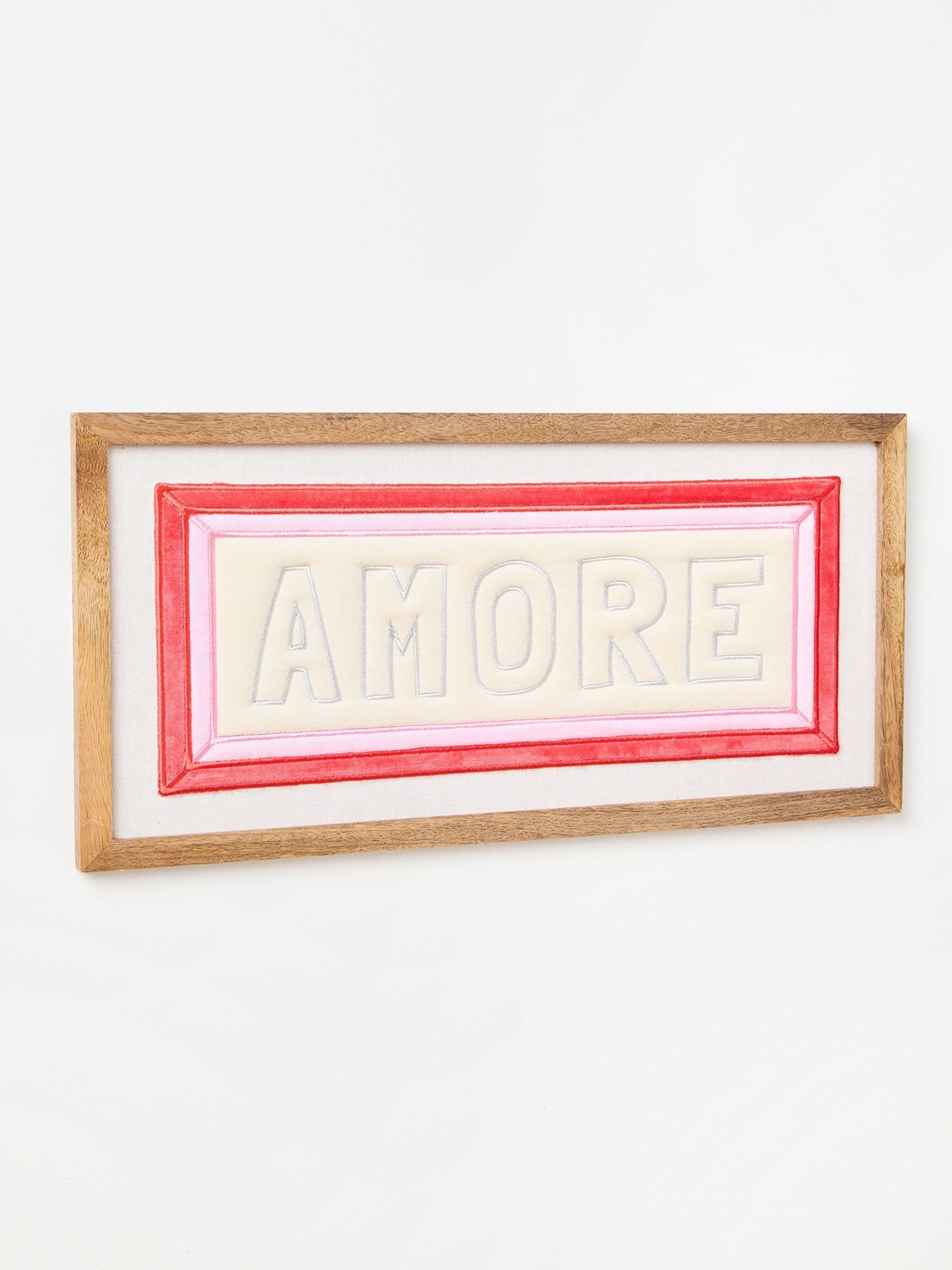 Oliver Bonas Pink Amore Fabric Framed Wall Art