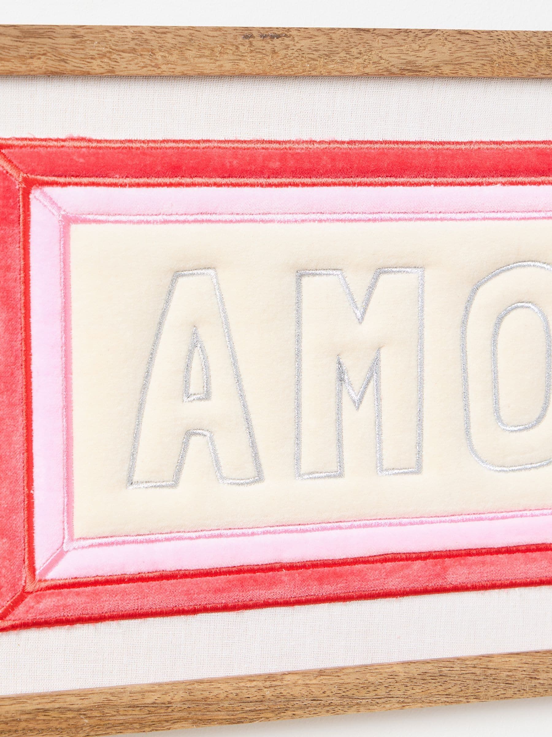 Oliver Bonas Pink Amore Fabric Framed Wall Art