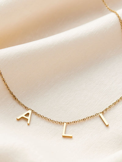 Sterling Silver Initial Necklace with 18ct Gold Plating and Three Personalised Letters