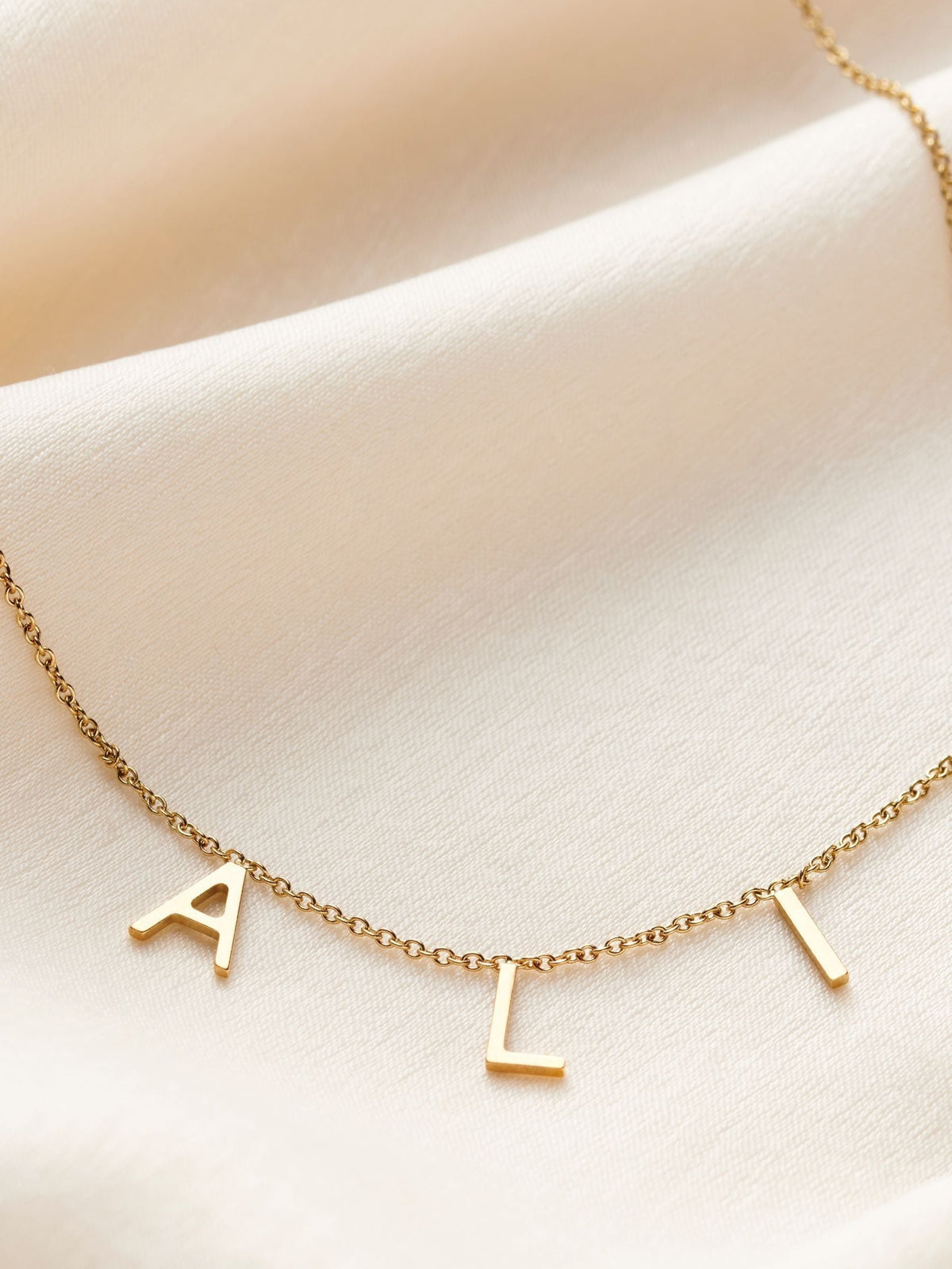 Sterling Silver Initial Necklace with 18ct Gold Plating and Three Personalised Letters