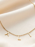 Sterling Silver Initial Necklace with 18ct Gold Plating and Three Personalised Letters