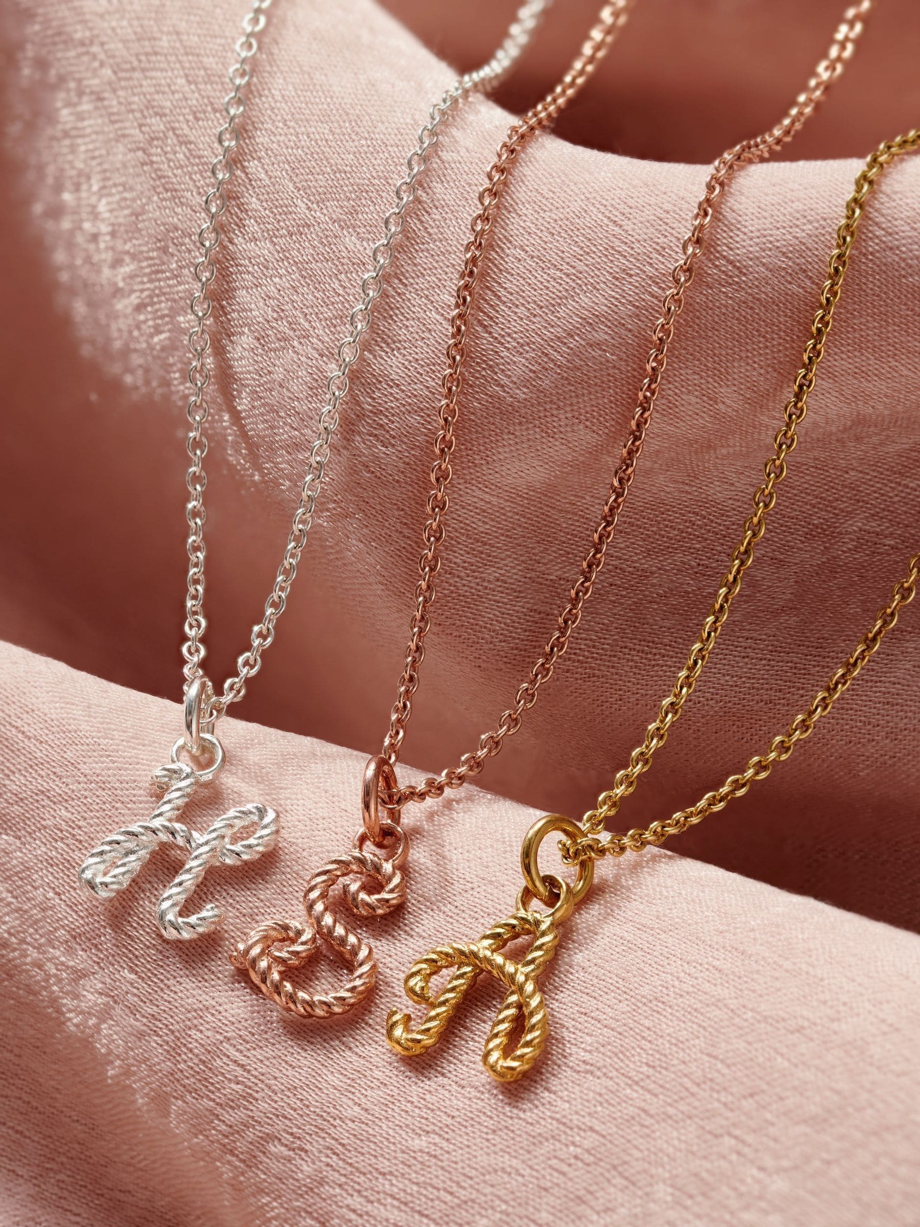 Posh Totty Designs Gold Tone Rope Initial Necklace, imported from the UK