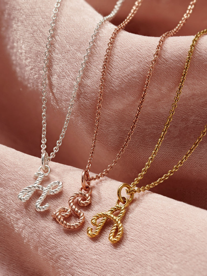 Posh Totty Designs Gold Tone Rope Initial Necklace, imported from the UK