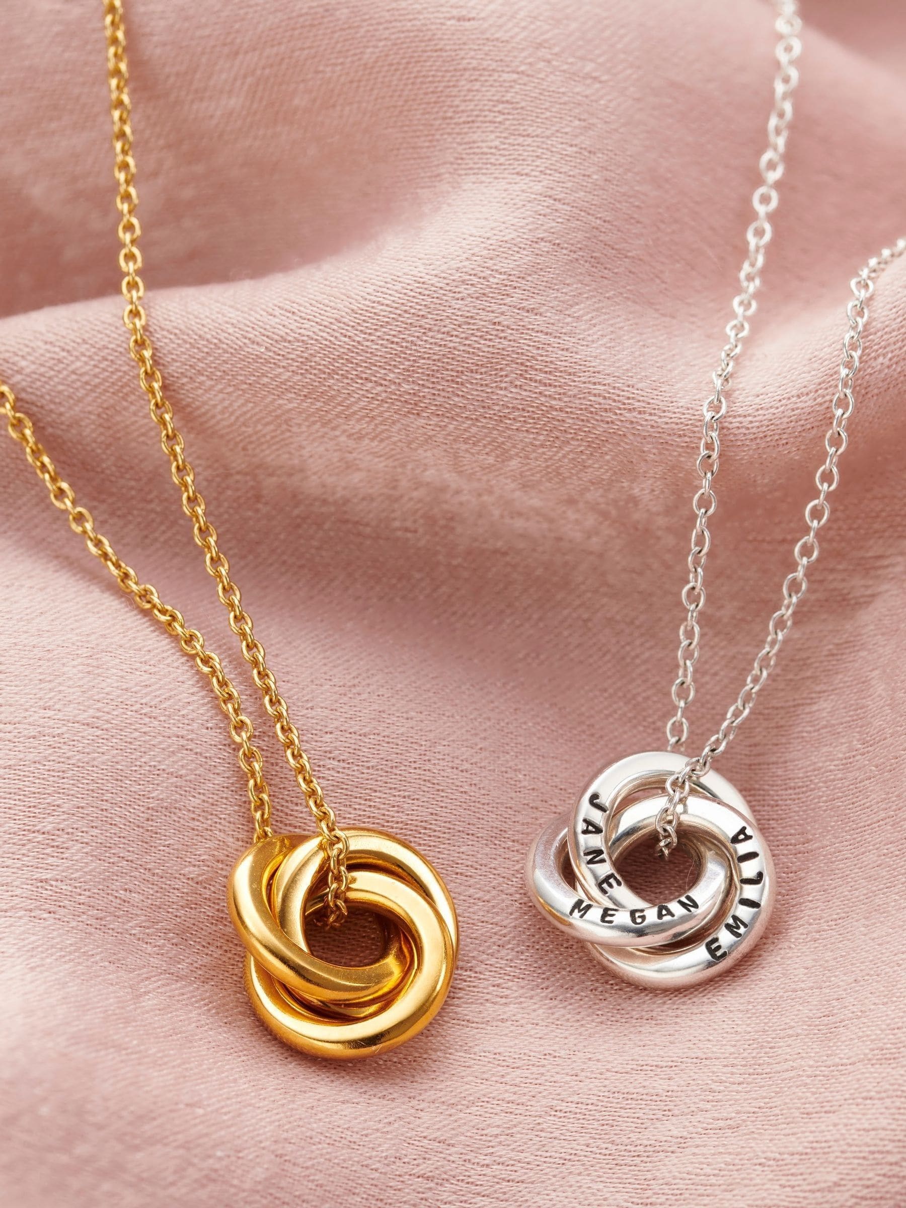 Posh Totty Designs gold tone personalised micro Russian ring necklace, imported from the UK