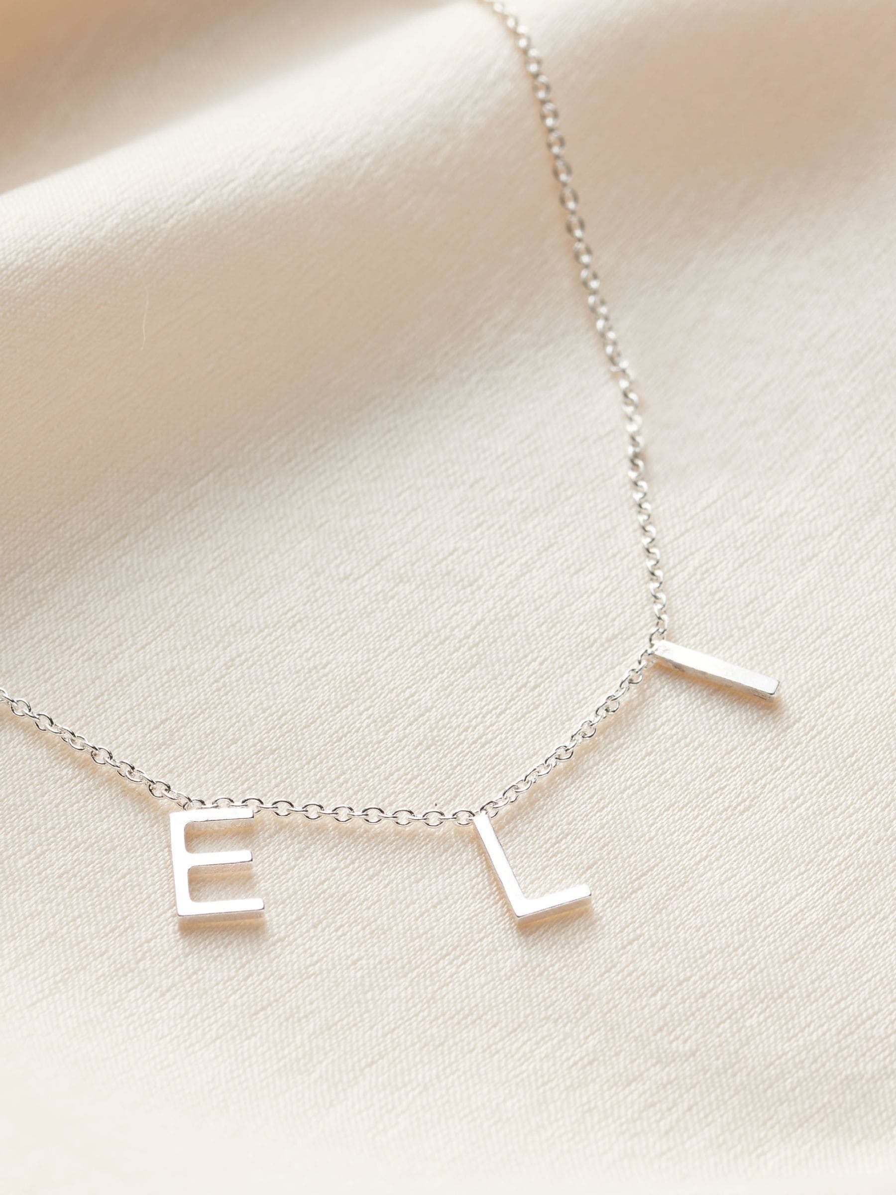 Posh Totty Designs silver initial necklace 18-inch chain, imported from the UK