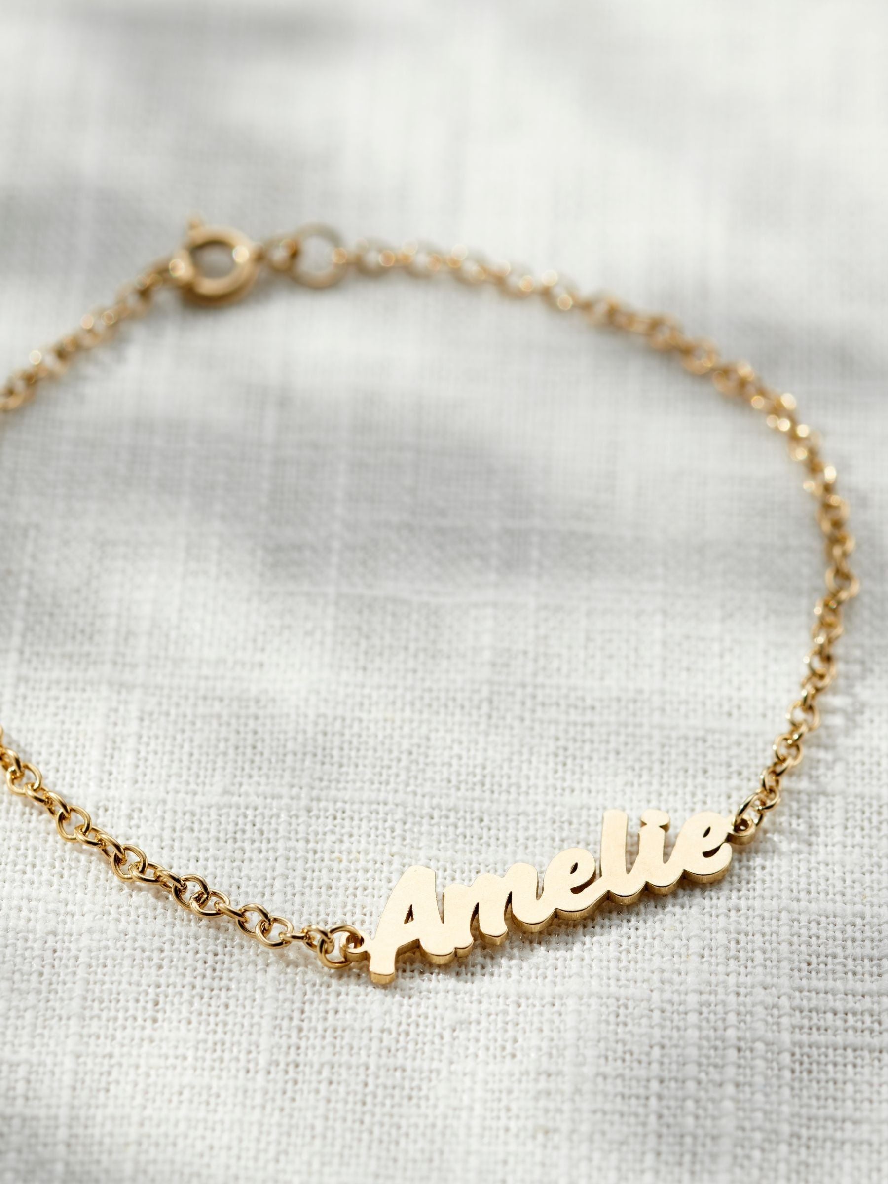Posh Totty Designs Gold Tone Mini Name Bracelet, imported from the UK