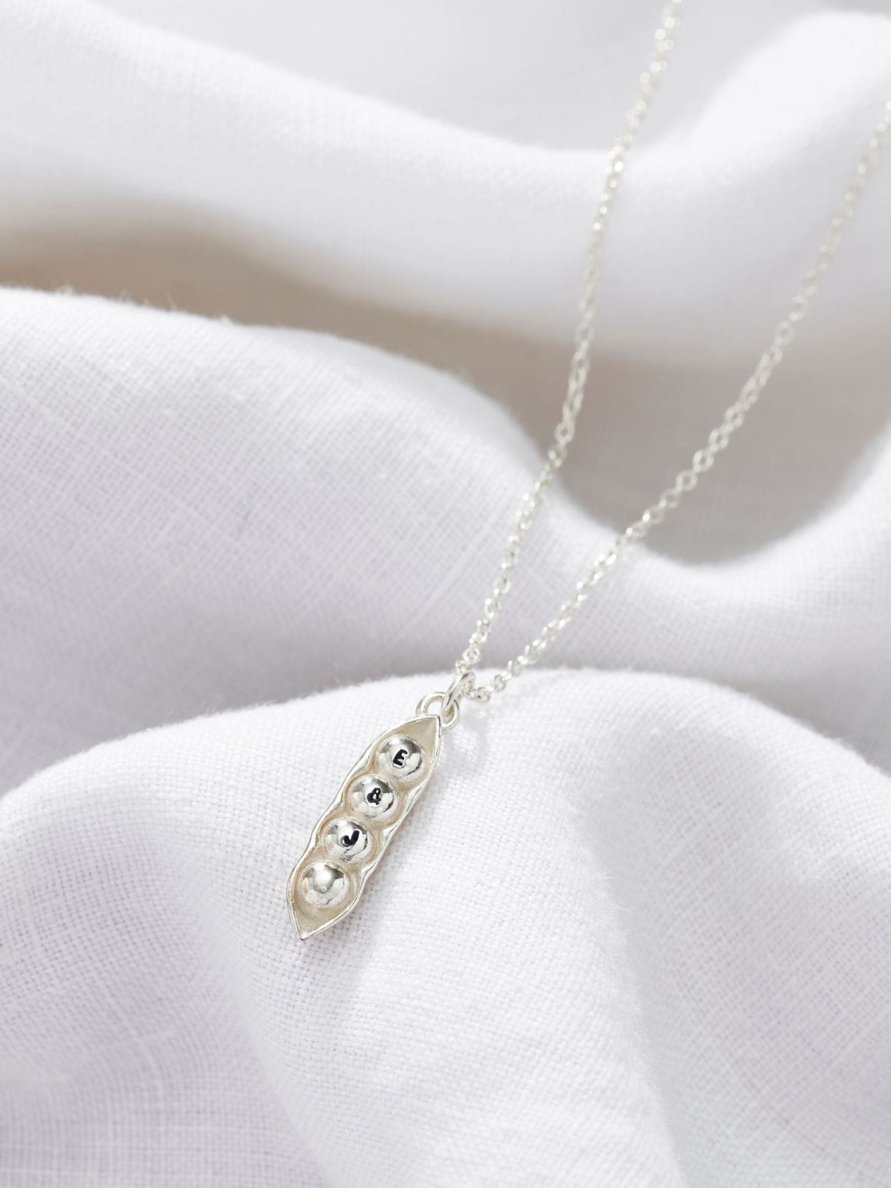 Posh Totty Designs Silver Tone Personalised Peapod Charm Necklace