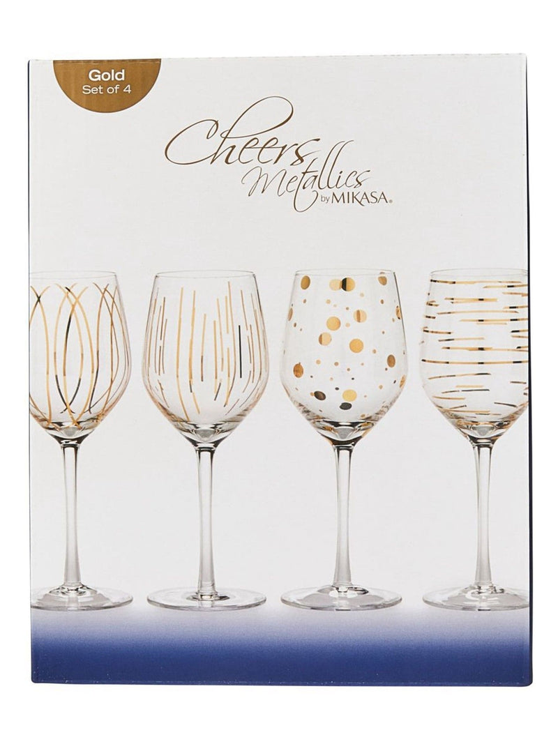 Mikasa clear etched gold crystal white wine glasses set of 4, imported from the UK