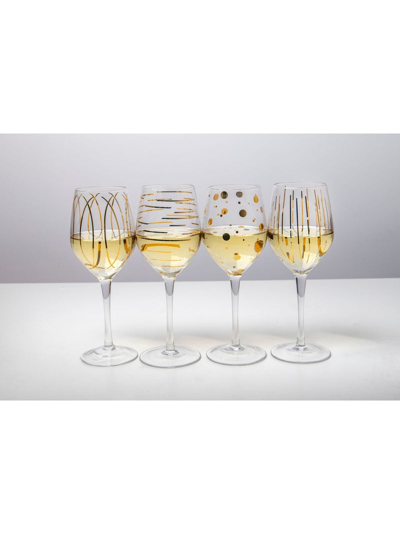 Mikasa clear etched gold crystal white wine glasses set of 4, imported from the UK