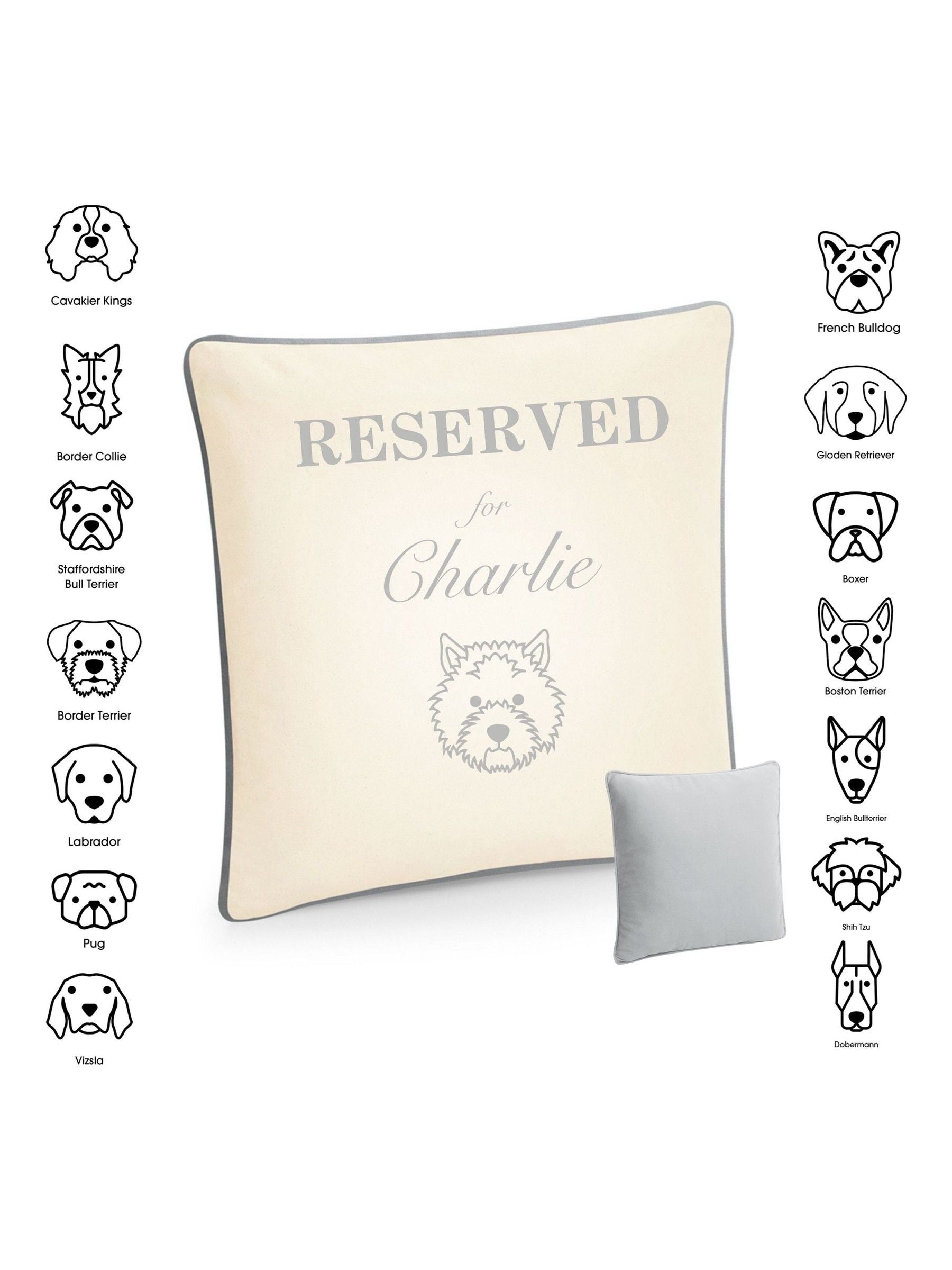 RUFF personalised dog face cushion 40x40cm, imported from the UK