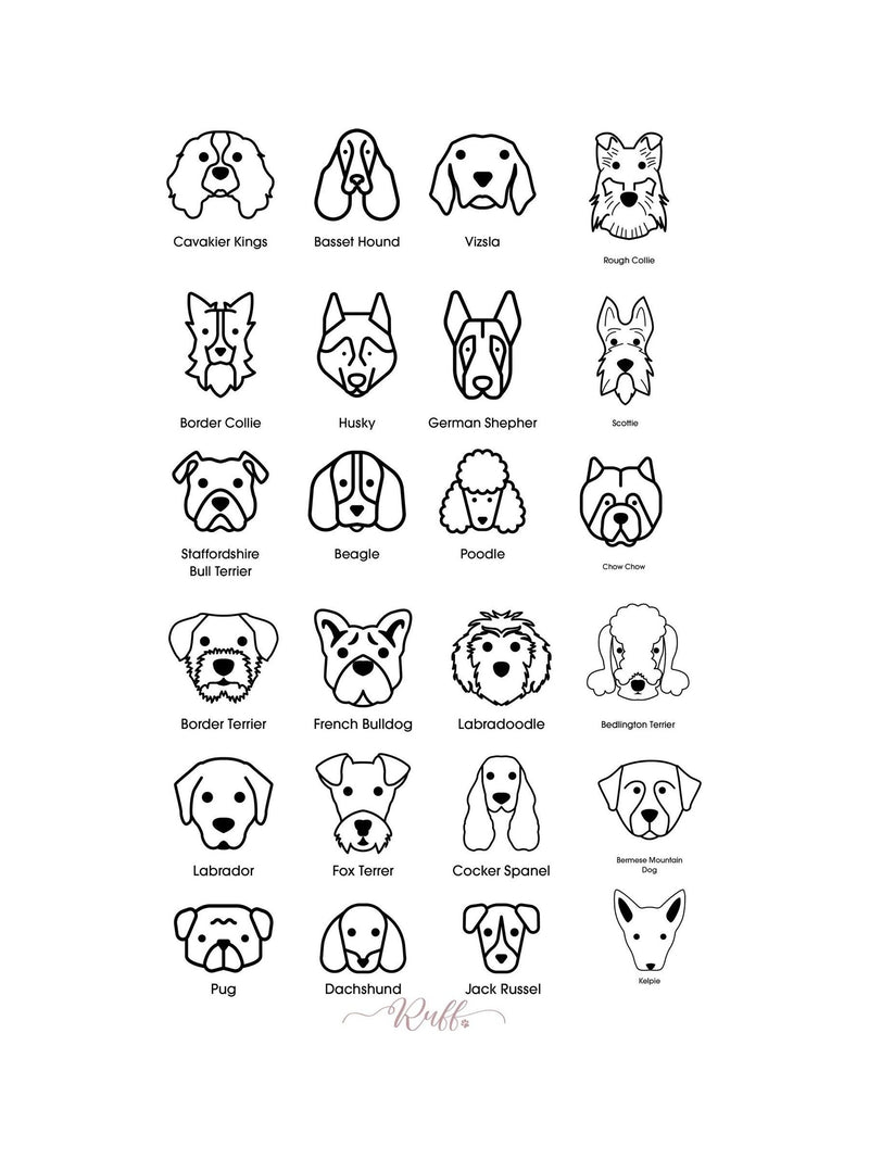 RUFF personalised dog face cushion 40x40cm, imported from the UK