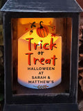 PMC personalised Halloween lantern with flickering flame, imported from the UK