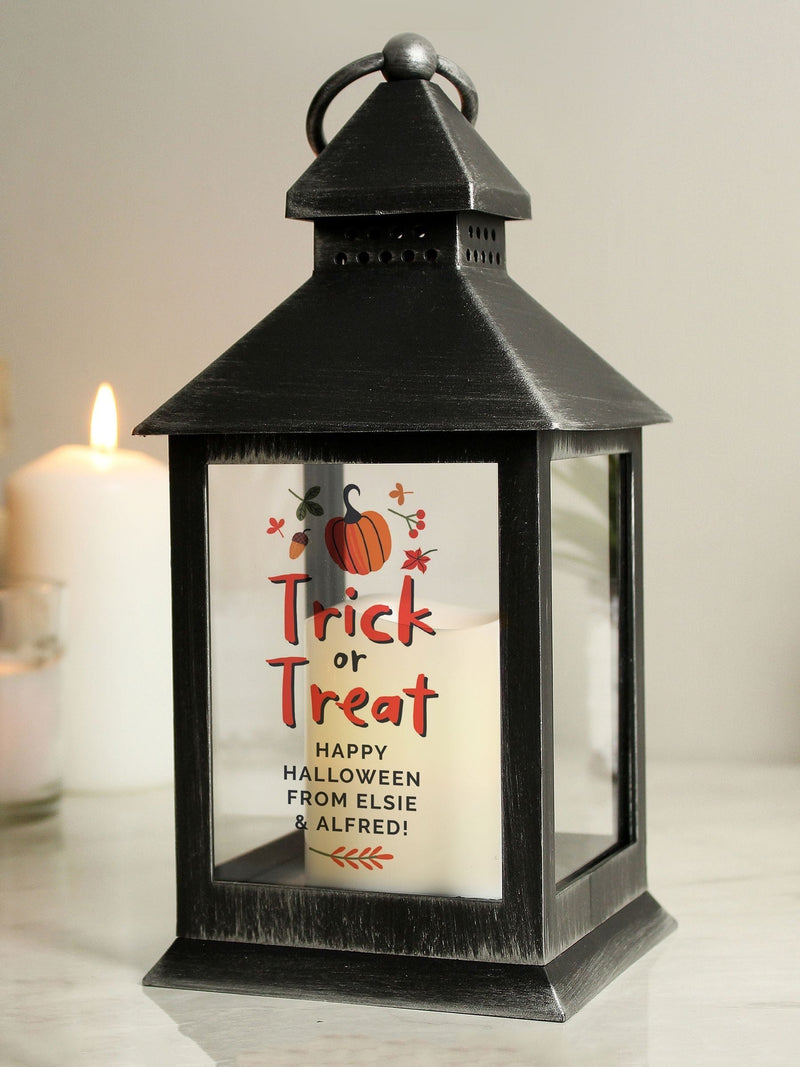 PMC personalised Halloween lantern with flickering flame, imported from the UK