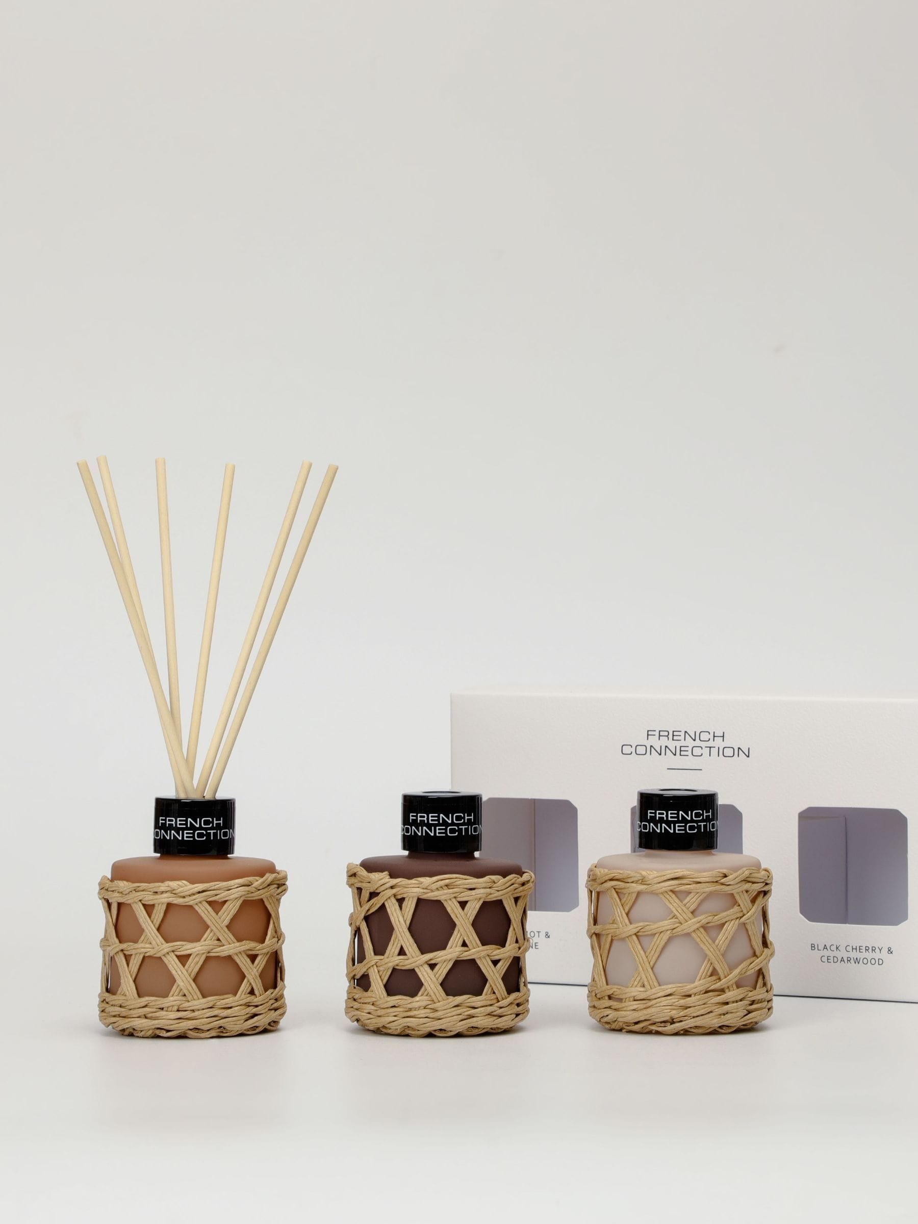 French Connection ceramic reed diffuser trio with woven detail - British product
