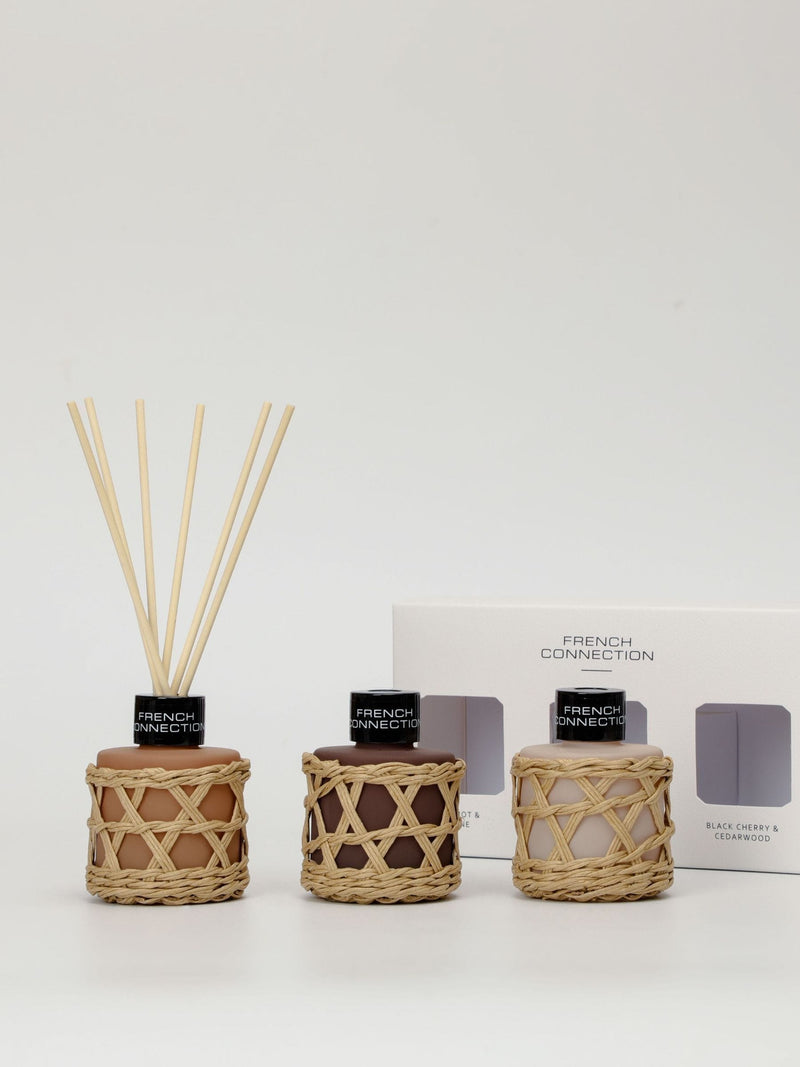 French Connection ceramic reed diffuser trio with woven detail - British product