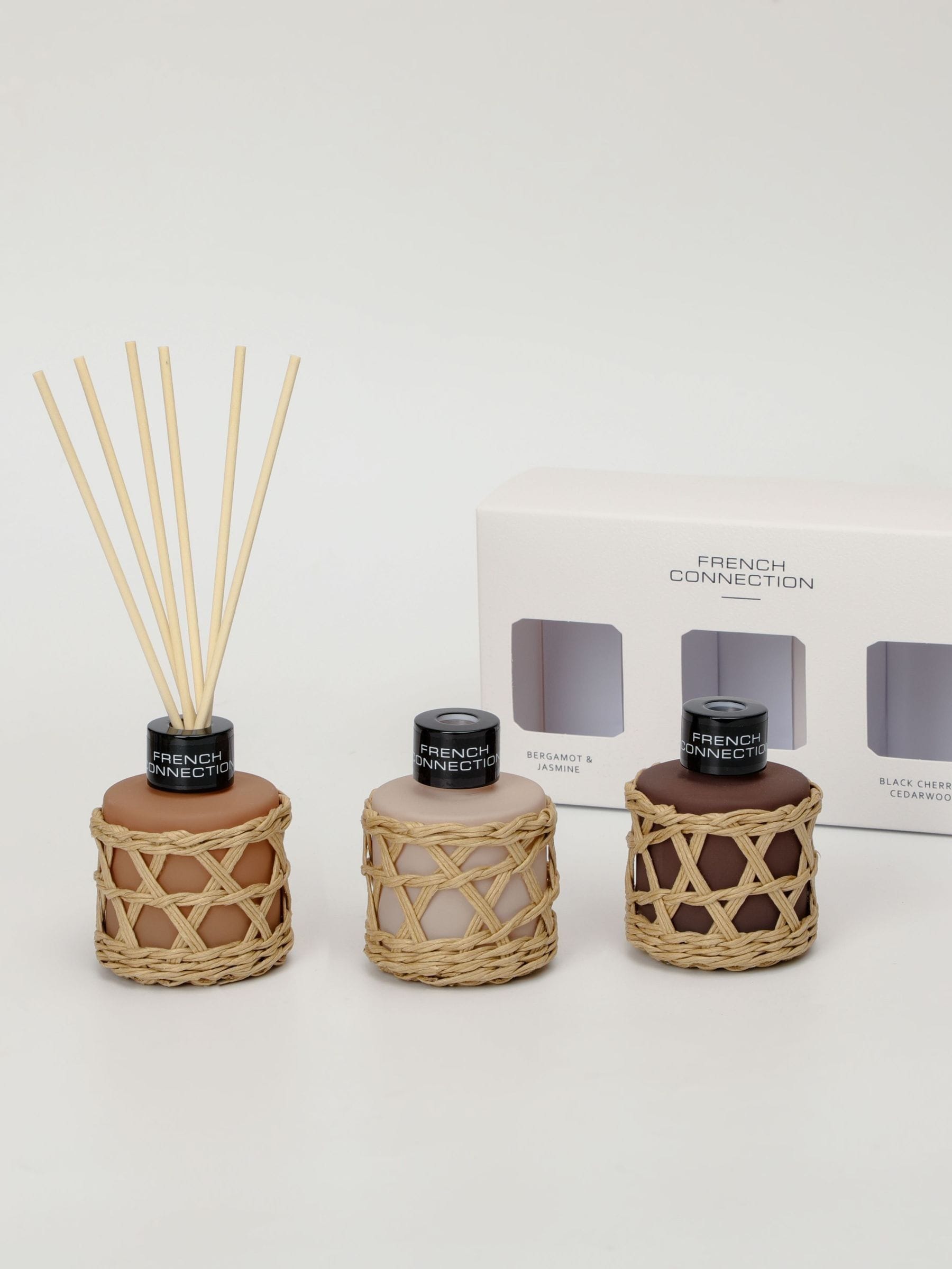 French Connection ceramic reed diffuser trio with woven detail - British product